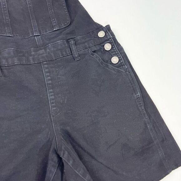 KanCan Overall Shorts Womens Medium Black Distressed Jean Stretch Denim - Picture 4 of 11